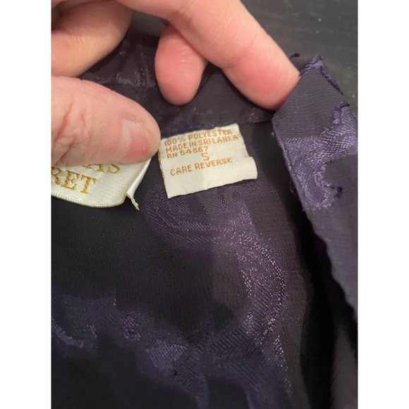 Vintage Victoria's Secret Gold Label Black Purple Nightie Slip Small EUC - Picture 6 of 8